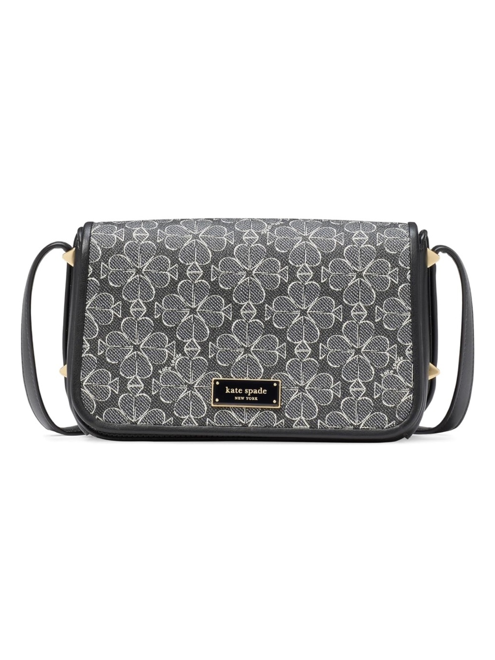 Kate Spade Black Floral Liv Flap Crossbody Bag - New